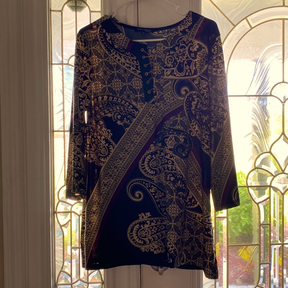 Tunic Top, Burgundy Black tan